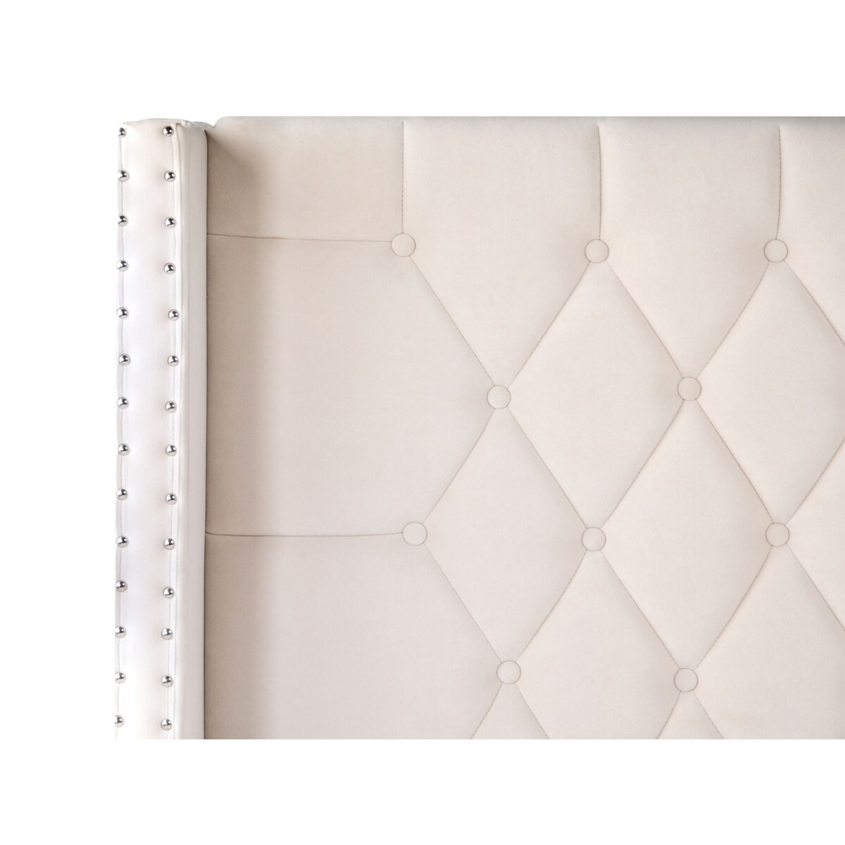 Łóżko Welur LUBBON 140 x 200 cm Złamana biel