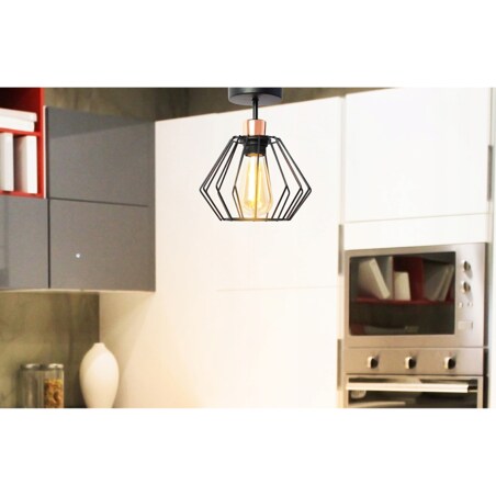 Lampa Sufitowa Wisząca Czarna Loft Druciana Siena