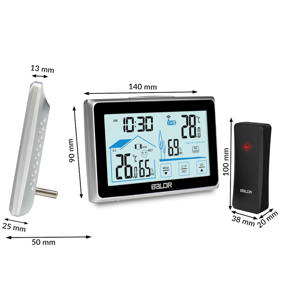 Bezprzewodowa stacja pogodowa pogody higrometr Baldr