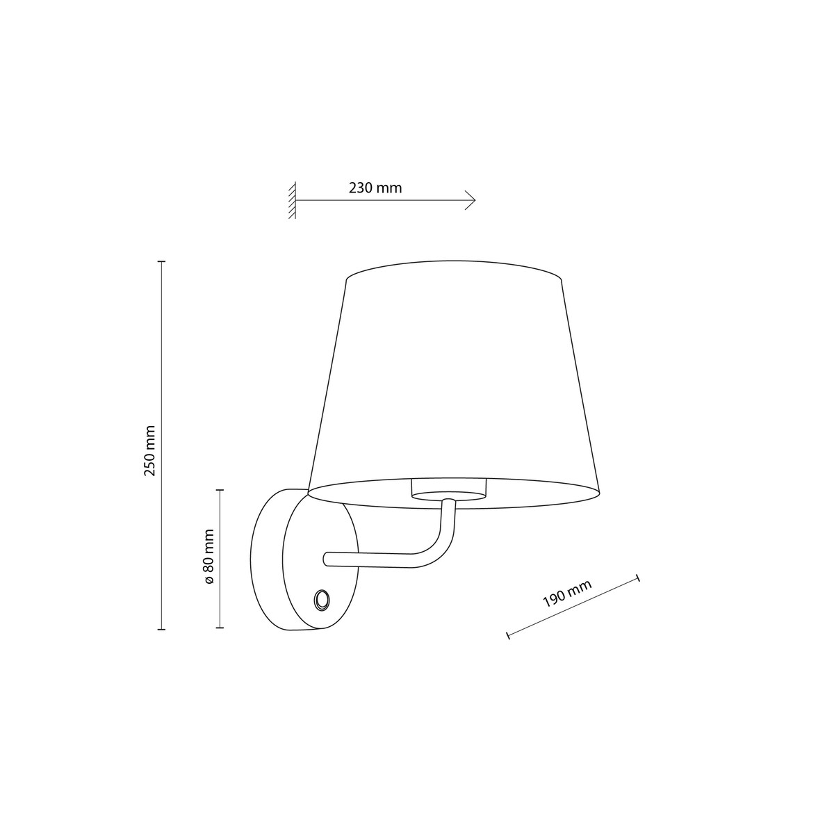 Kinkiet MAJA WHITE 1882 TK Lighting biały E27 z abażurem i włącznikiem, nowoczesna lampa ścienna do sypialni i salonu