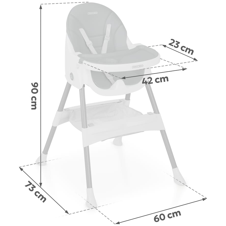 Krzesełko do karmienia dla dzieci Ricokids Mani szare 3w1 regulowane fotelik tacka