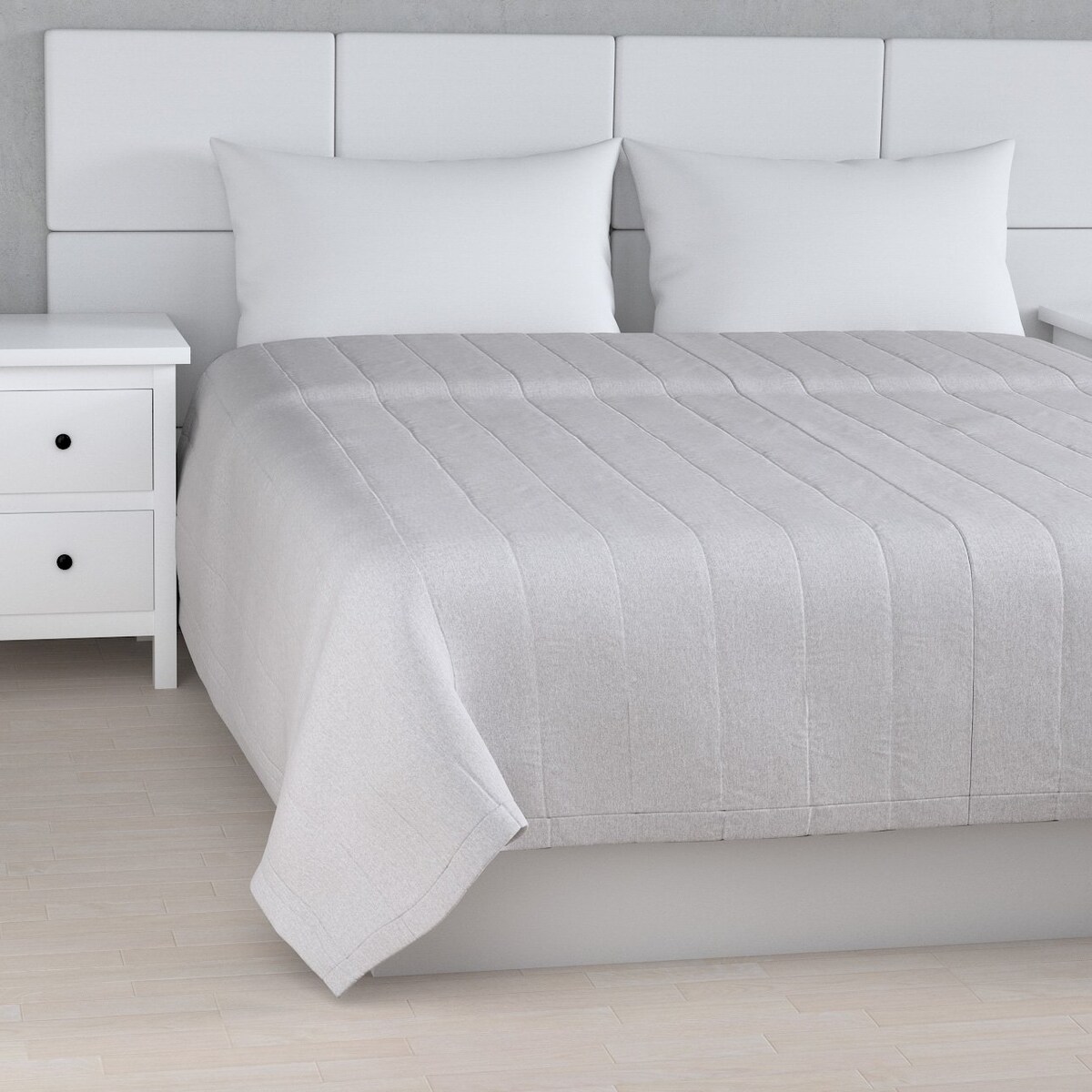 Narzuta pikowana w pasy 130x210 szary melanż