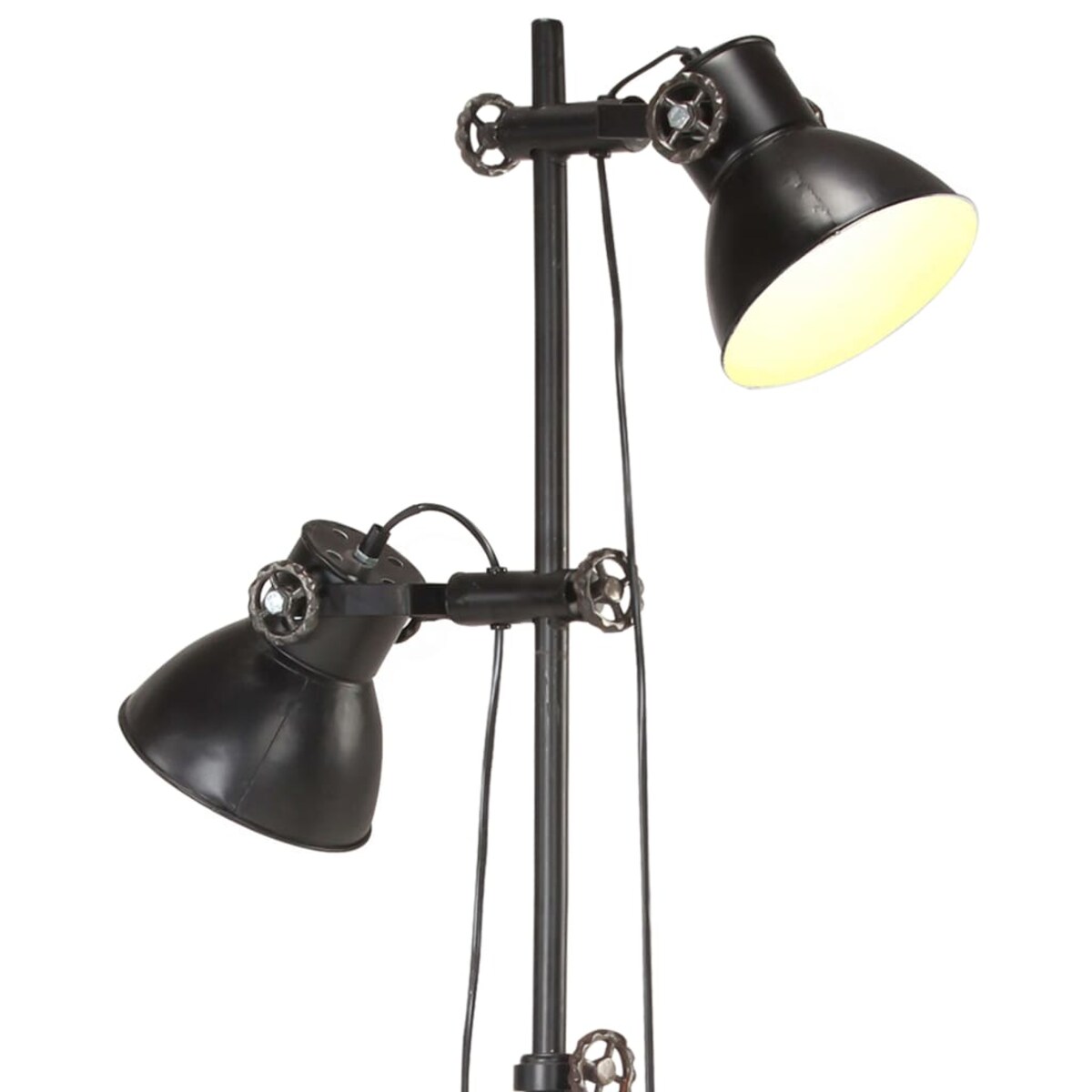 vidaXL Lampa podłogowa z 2 kloszami, czarna, E27, żeliwo