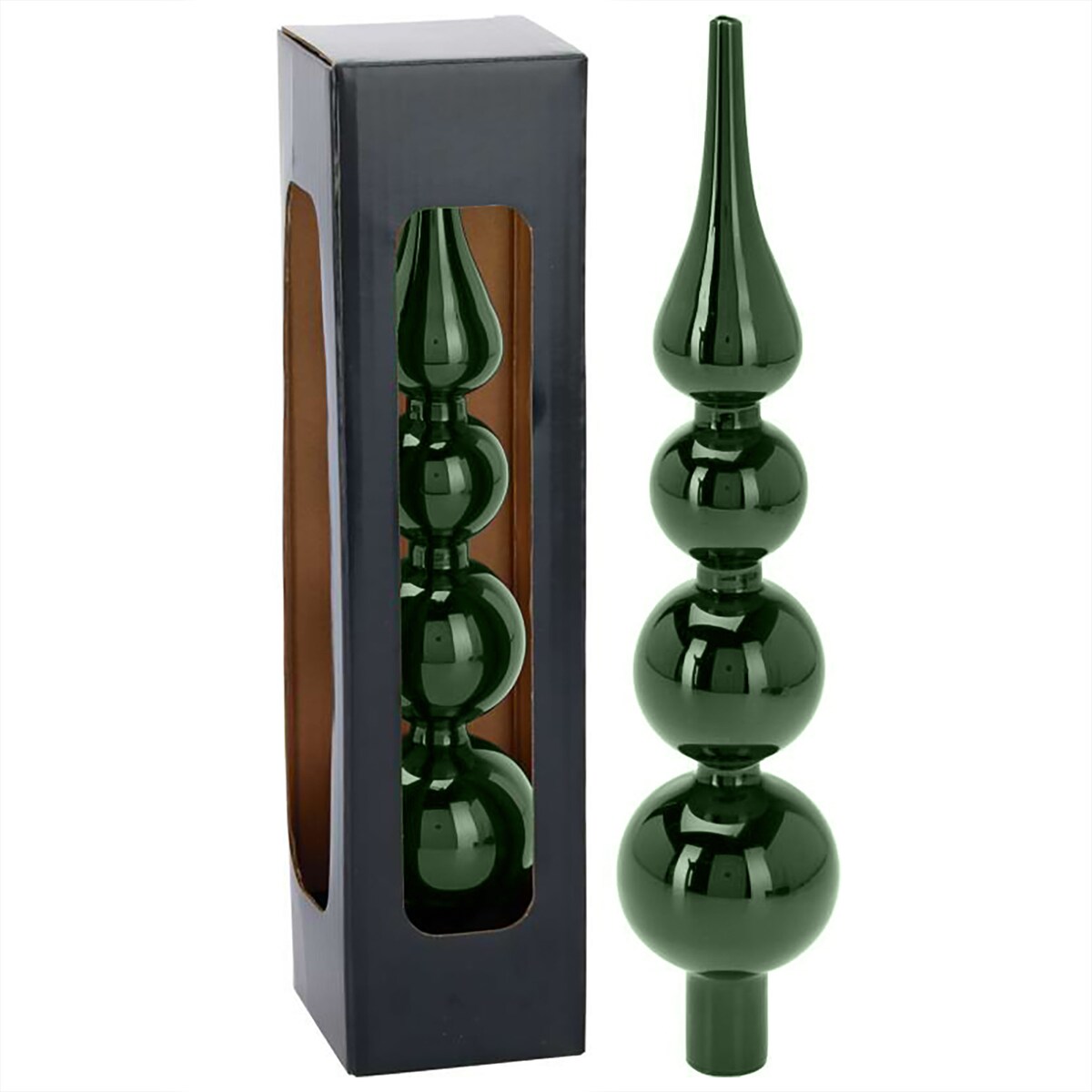 Czubek Na Choinkę Szpic Dekoracja Świąteczna Ozdobna Szklana 28 Cm Zielona