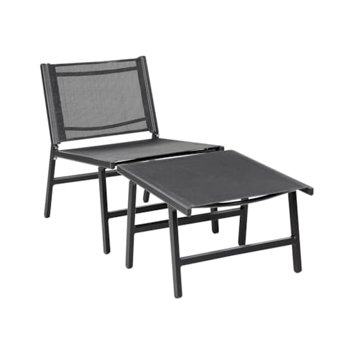 Krzesło ogrodowe z podnóżkiem czarne MARCEDDI