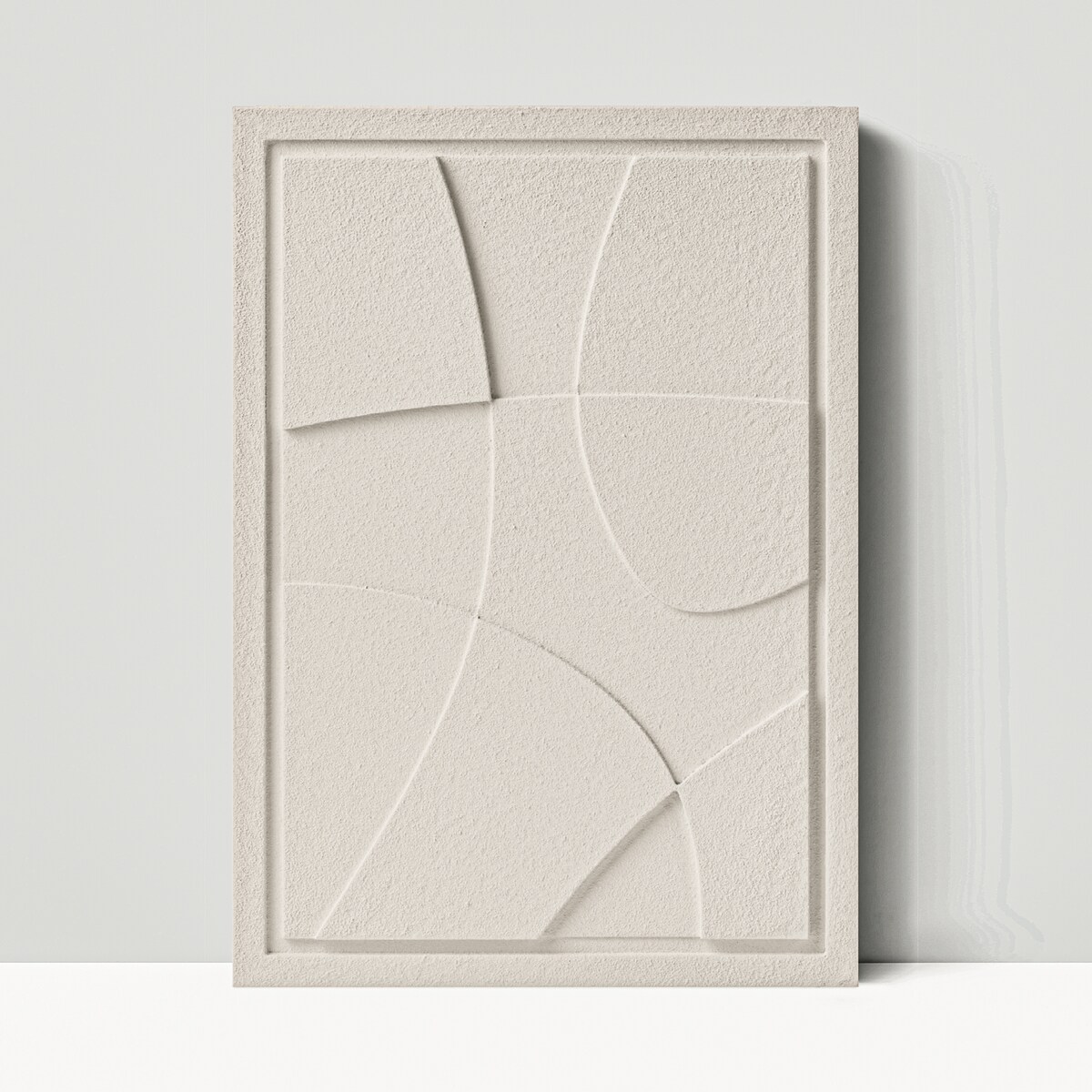 Obraz 3D 35x50cm Abstract I – Dekoracja Ścienna z Tynku Naturalnego, Natural Cream Minimalistyczny Relief