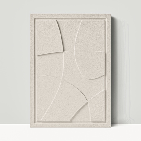 Obraz 3D 35x50cm Abstract I – Dekoracja Ścienna z Tynku Naturalnego, Natural Cream Minimalistyczny Relief