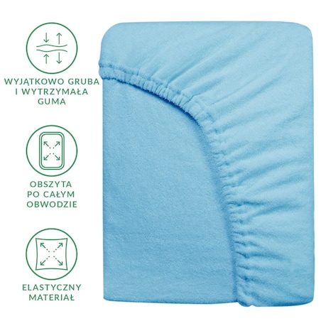 Prześcieradło frotte z gumką 140x200 kolor niebieski