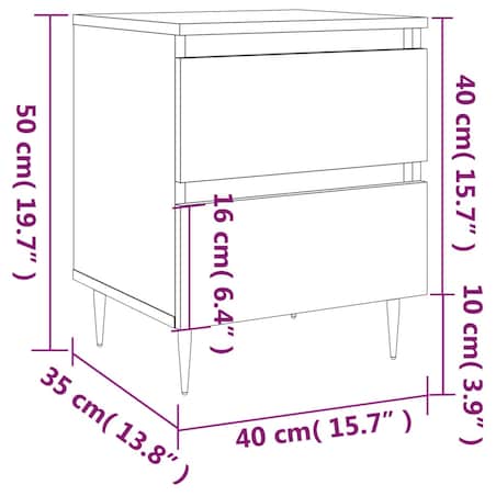 vidaXL Szafka nocna, czarny, 40x35x50 cm, materiał drewnopochodny