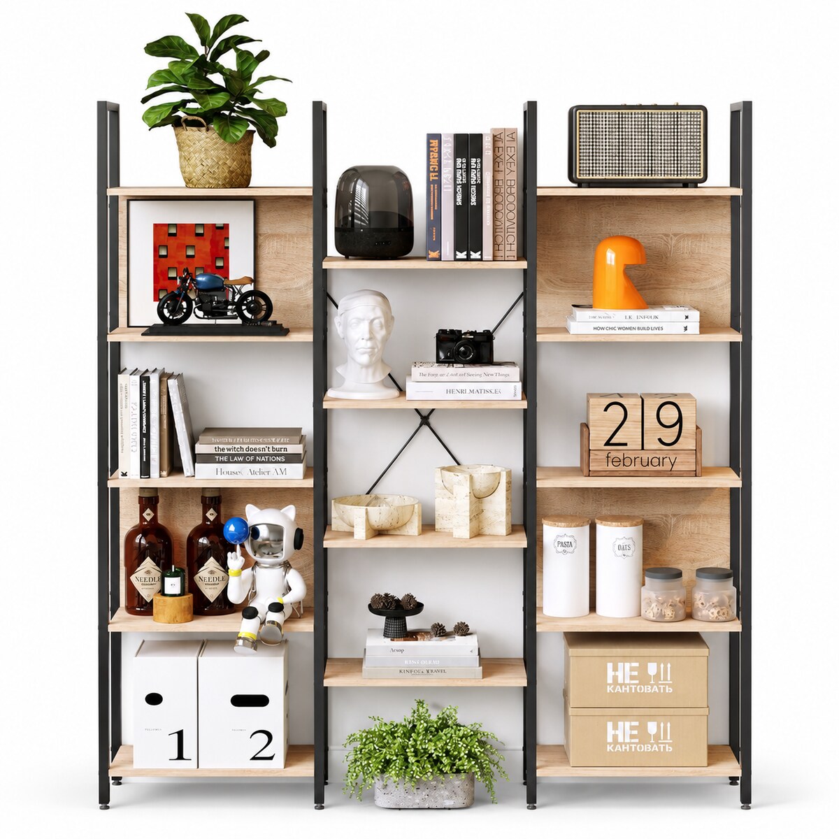 Regał stojący loft industrialny 166 cm jasny brąz
