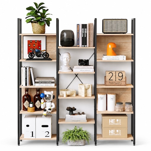 Regał stojący loft industrialny 166 cm jasny brąz