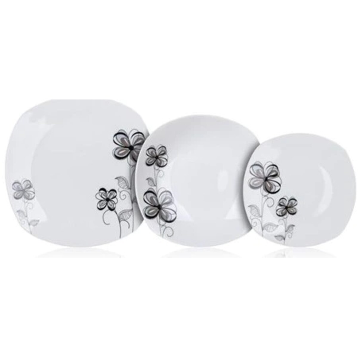 KOMPLET OBIADOWY 6 osób TALERZE KWADRATOWE kwiaty na obiad prezent jadalnia