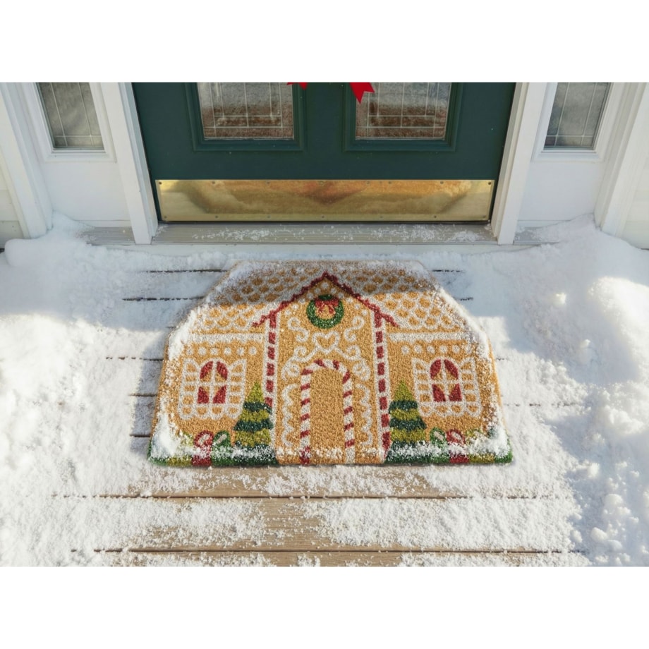 Wycieraczka SELATNA Naturalny 40 x 60 cm Wzór świąteczny Włókno kokosowe