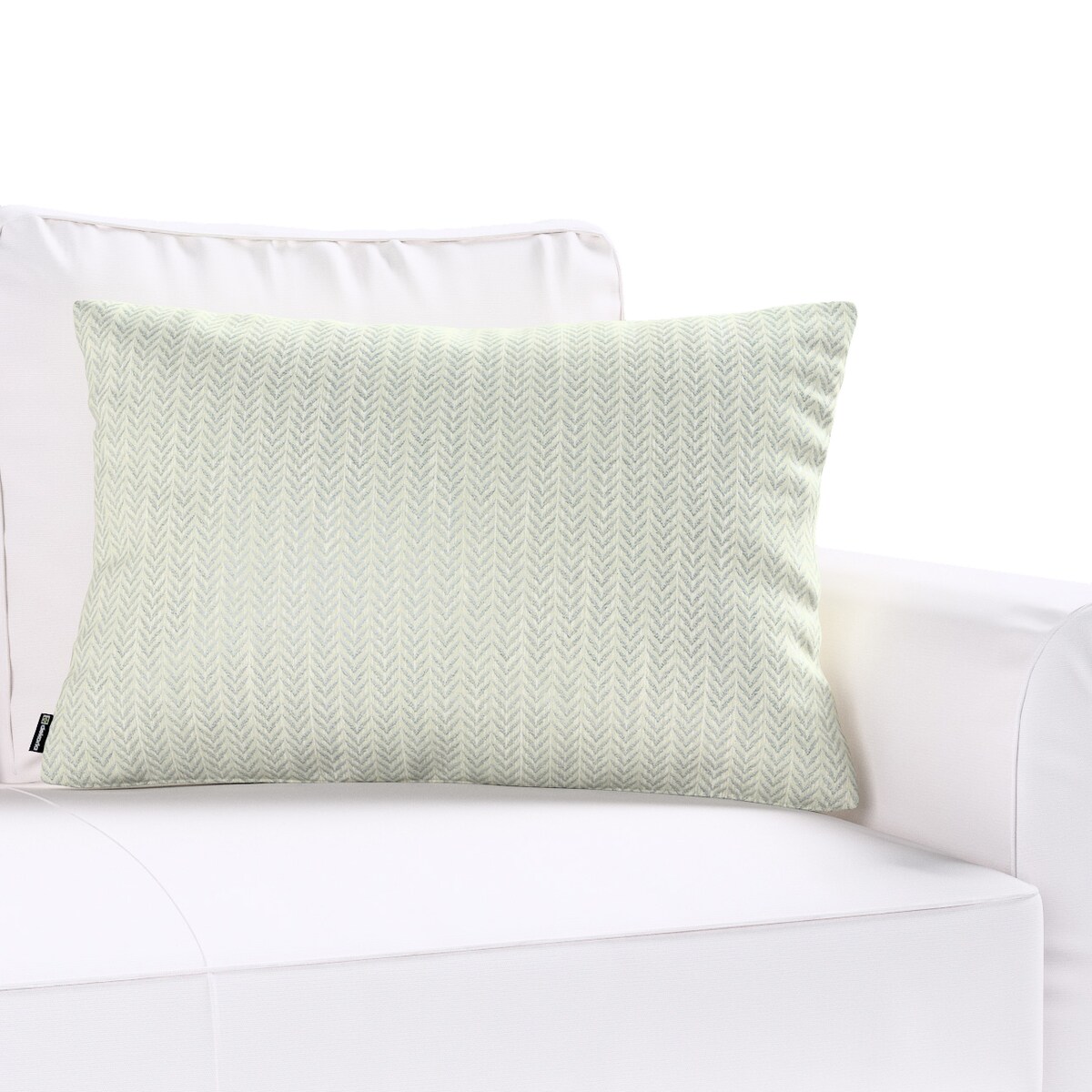 Poszewka Kinga na poduszkę prostokątną 47x28 srebrna jodełka na szarym tle