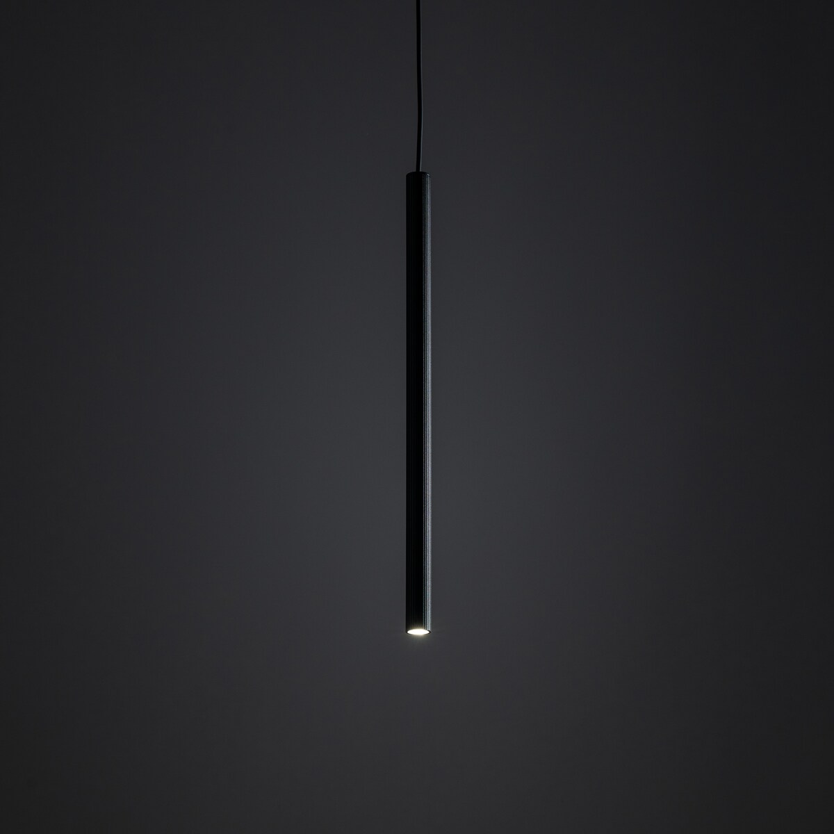 Lampa Wisząca Tk Lighting Ferro Czarna Ryflowana Metalowa Tuba Sopel Rurka 50Cm 1Xg9