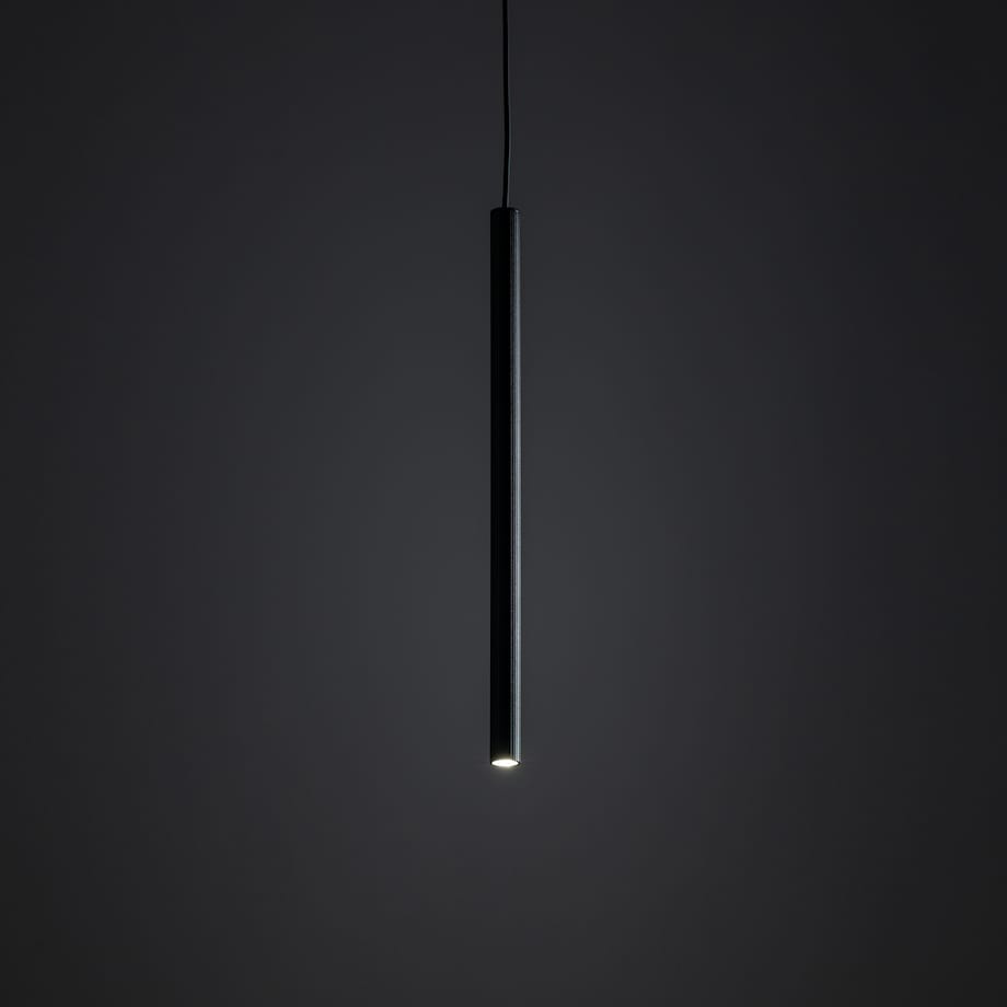 Lampa Wisząca Tk Lighting Ferro Czarna Ryflowana Metalowa Tuba Sopel Rurka 50Cm 1Xg9