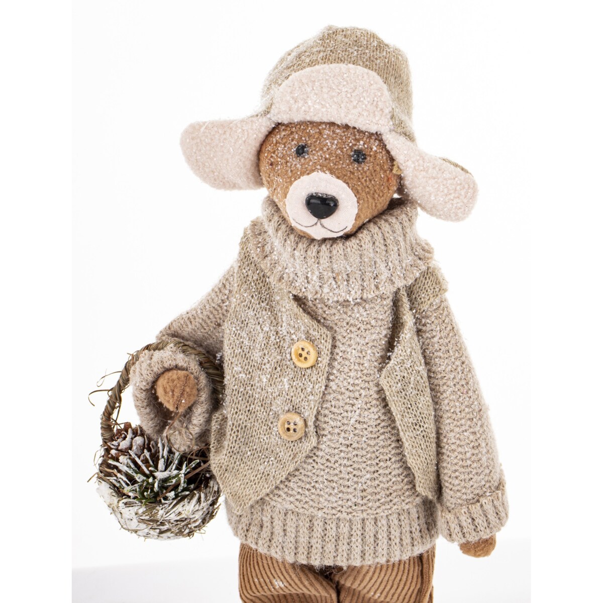 Figurka - szary Miś CAPELLO 32x16x8 cm z koszykiem