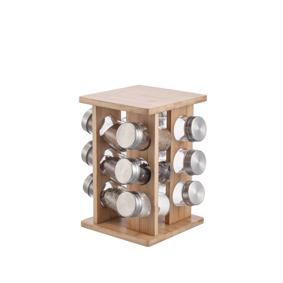 MODERN KITCHEN Zestaw 12 przyprawników 15x15x23,5cm na stojaku