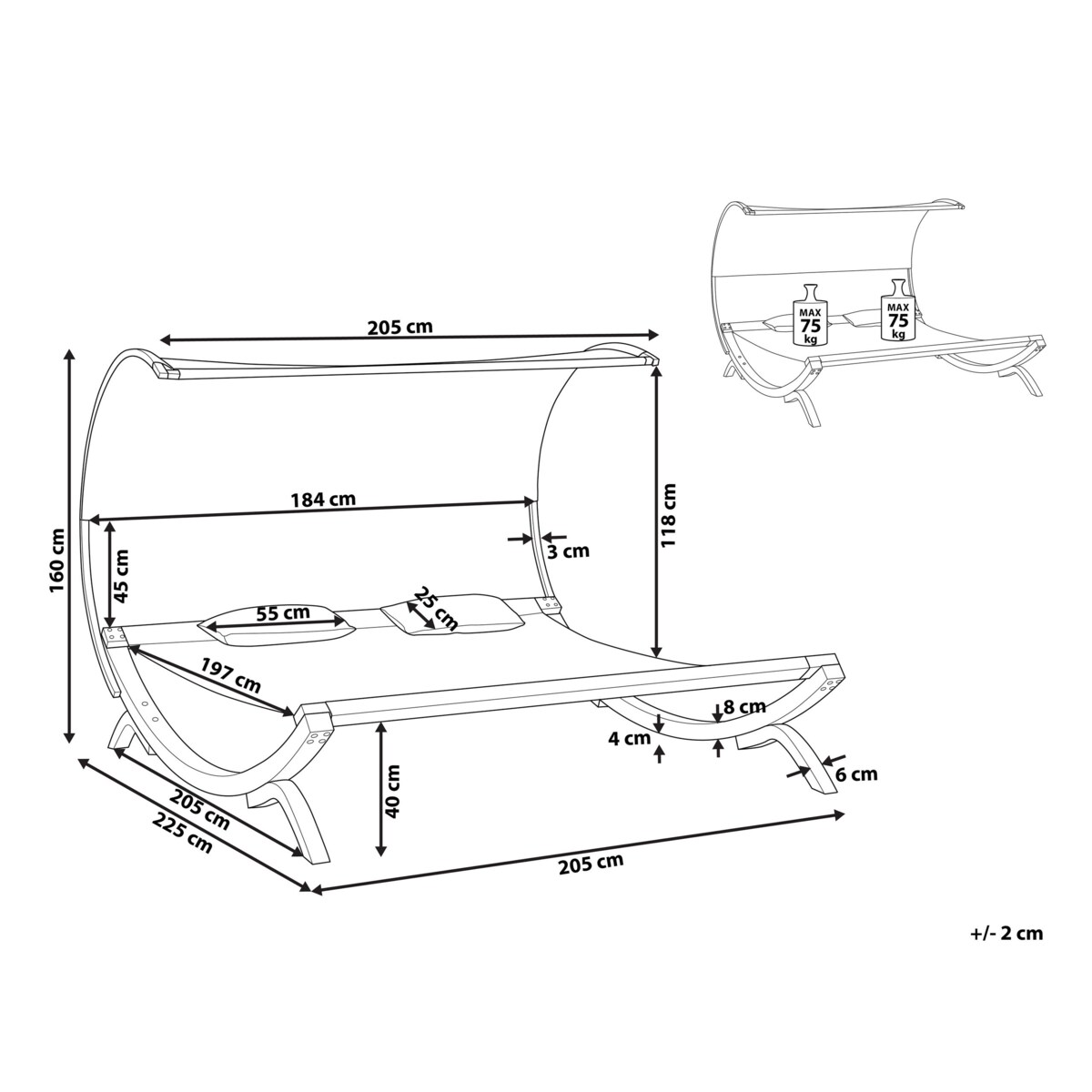 Leżak ogrodowy drewniany biały TERAMO