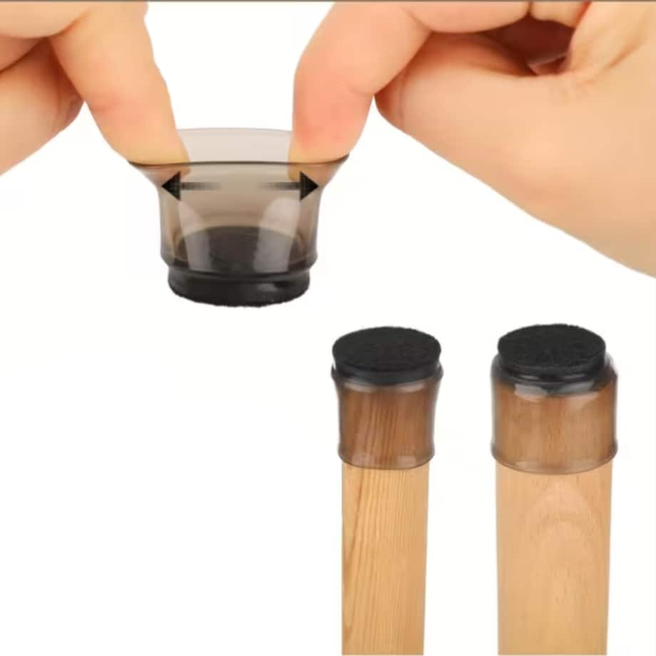 Nakładki na nogi krzesła ochronne czarne z filcem czarne 12-14 mm 16 sztuk