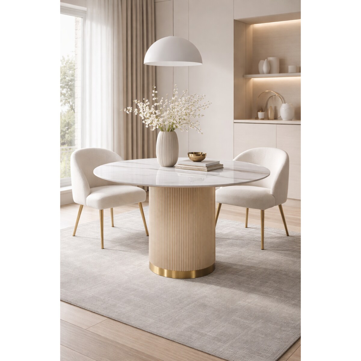 Okrągły stół glamour złoty ryflowany Luna Gold 120x75