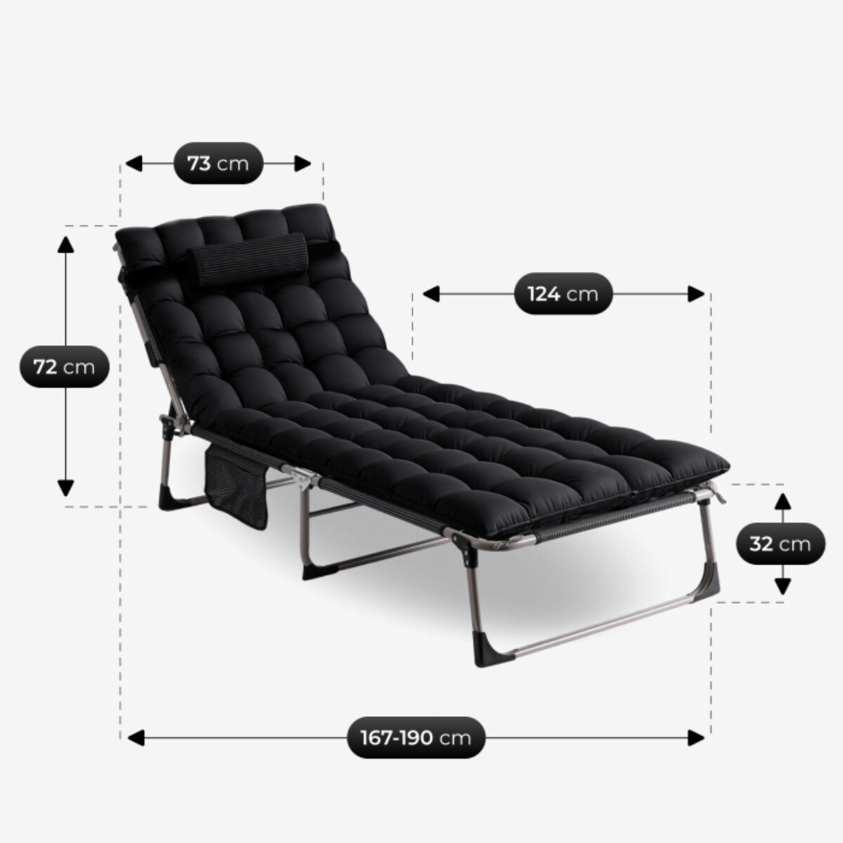 Leżak Ogrodowy Łóżko Polowe Fotel Turystyczny Rozkładany Leżanka VENUS