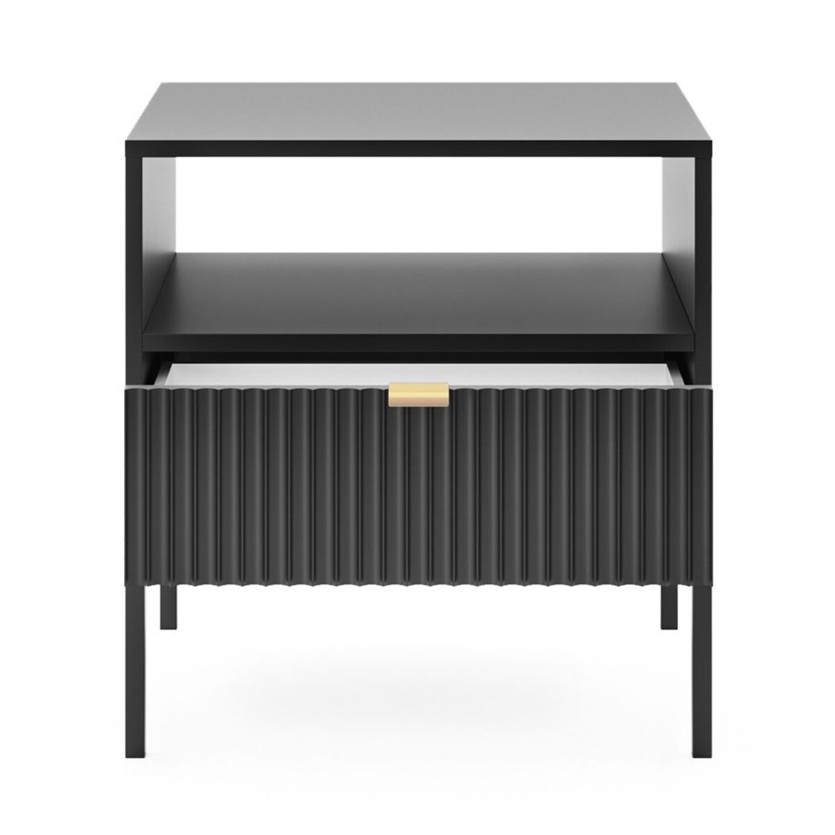Szafka nocna Delicious ryflowana czarna