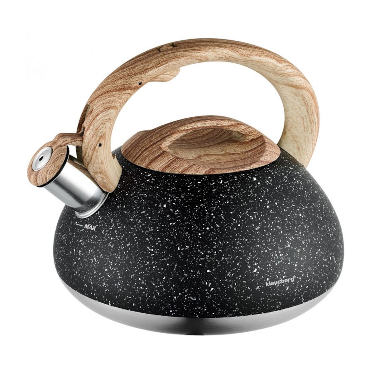 Czajnik stalowy z gwizdkiem 2.7L Wood Line czarny KLAUSBERG