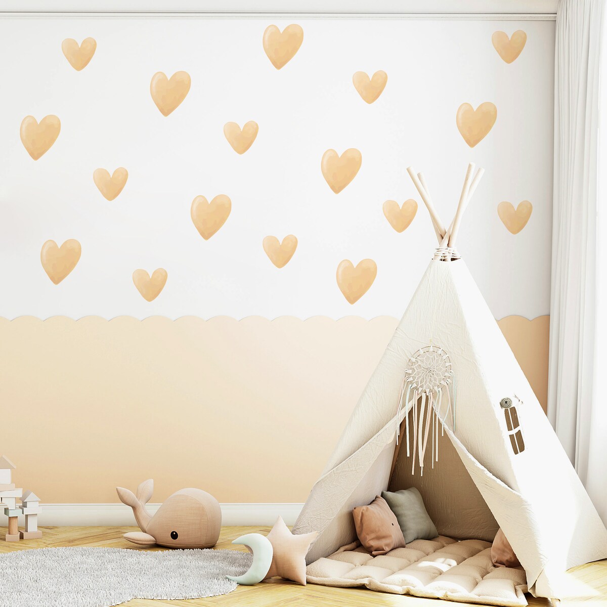 Naklejki Na Ścianę Dla Dzieci Żółte SERDUSZKA Serca ZESTAW