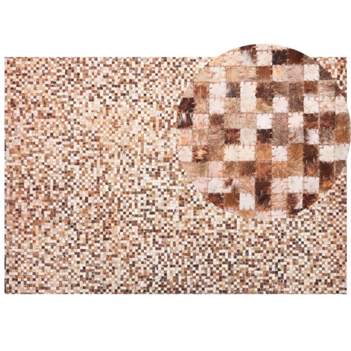 Dywan patchwork skórzany brązowy 160 x 230 cm TORUL