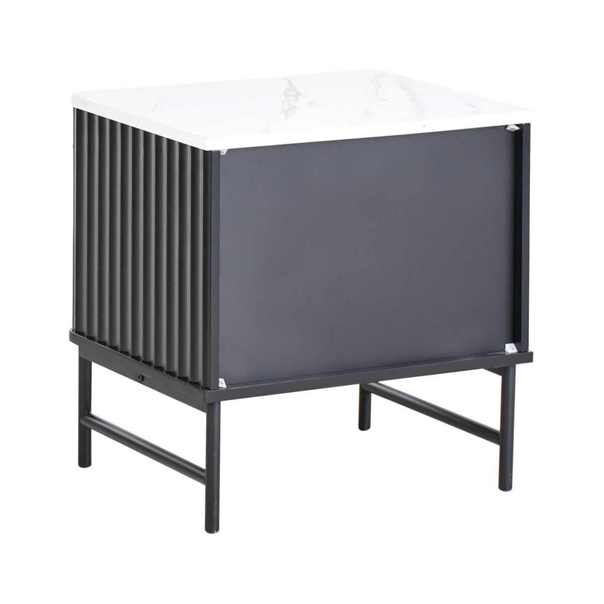 Szafka nocna 2 szuflady GLASTONBURY Biały marmur