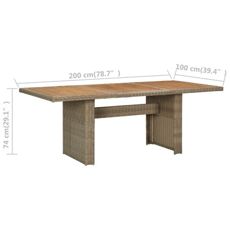 vidaXL Stół ogrodowy, brązowy, 200x100x74 cm, rattan PE