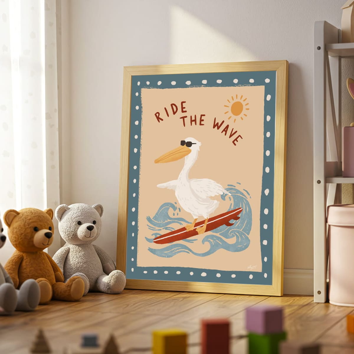 plakat pelikan na fali 70x100