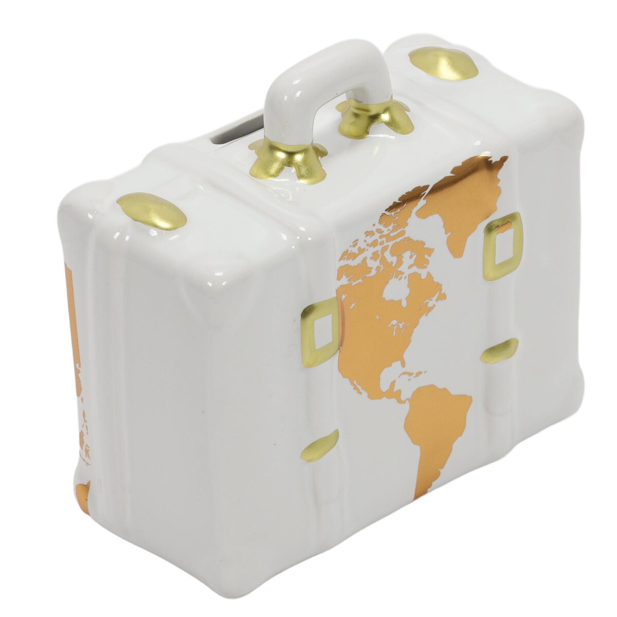 Kolorowa skarbonka ceramiczna z motywem podróży