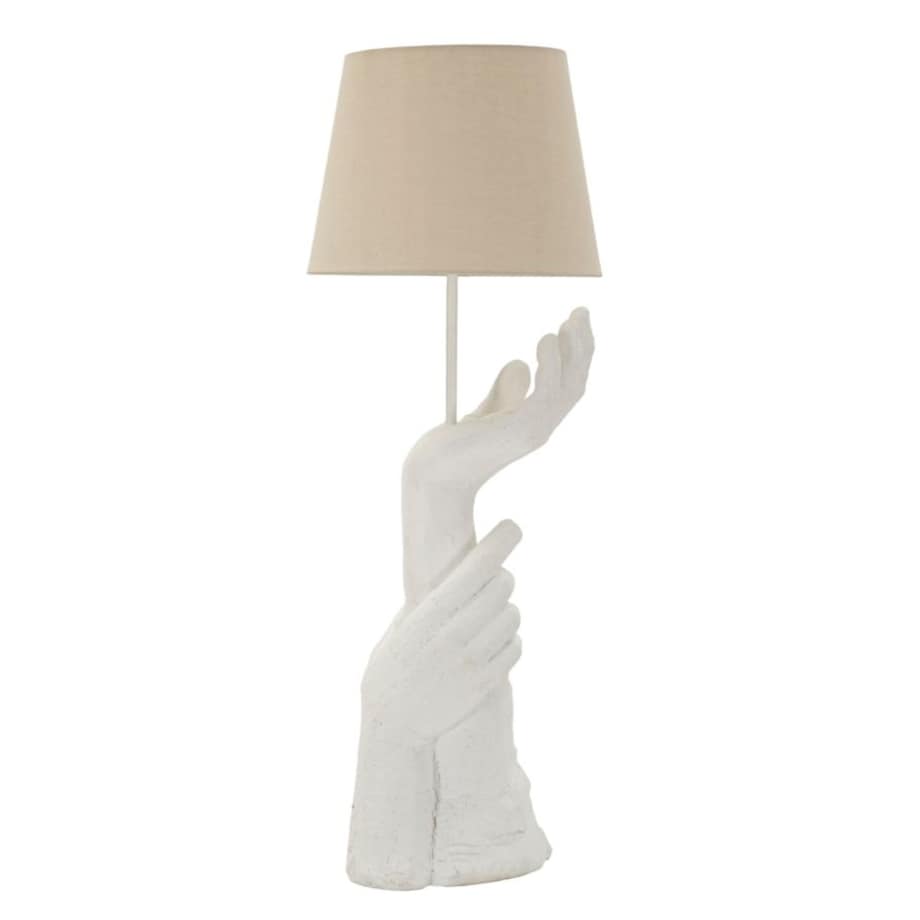 Lampa stołowa Life, kolor biały, żywica syntetyczna, żelazo i tkanina, 35 x 35 x 93 cm, 1 x E27, styl nowoczesny, do salonu i sypialni, Mauro Ferretti