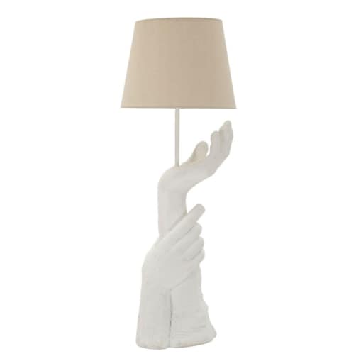 Lampa stołowa Life, kolor biały, żywica syntetyczna, żelazo i tkanina, 35 x 35 x 93 cm, 1 x E27, styl nowoczesny, do salonu i sypialni, Mauro Ferretti