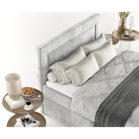 Łóżko kontynentalne LONTANO 180x200 z pojemnikiem, Jasny Szary, tkanina Lotta 06