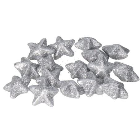 Gwiazdki Styropianowe Z Brokatem 2,5Cm Srebrne