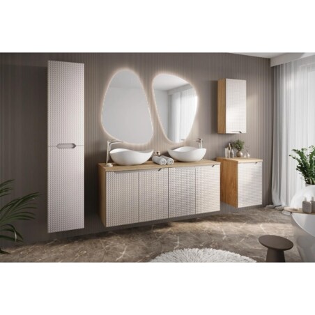 Szafka pod umywalkę LUXOR BEIGE 82-60-2D 60cm dąb olejowany/beżowa