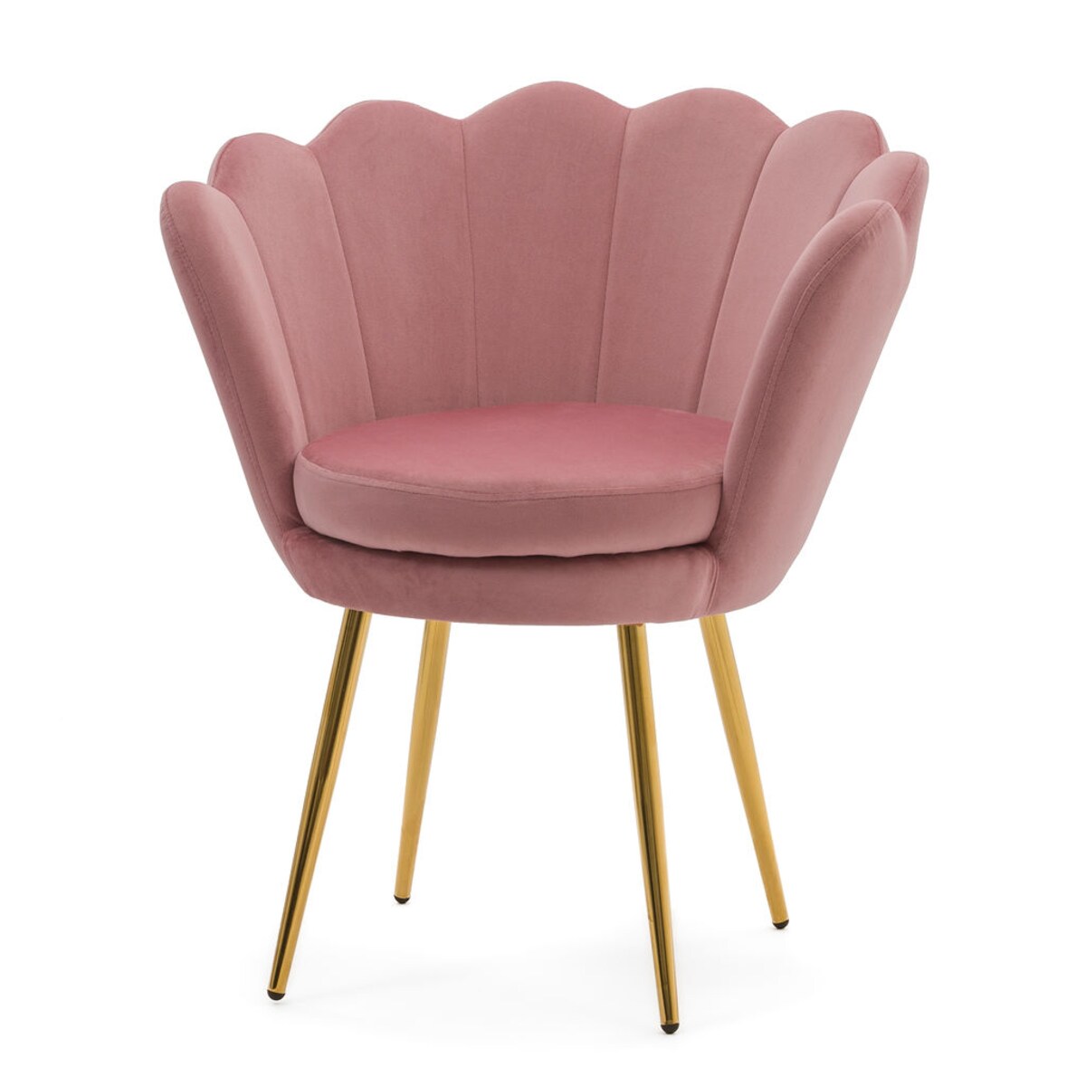 Muszelka krzesło welurowe różowe SHELL złote nogi do toaletki salonu biura