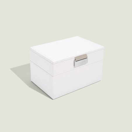 Szkatułka na biżuterię Stackers podwójna mini biało-beżowa