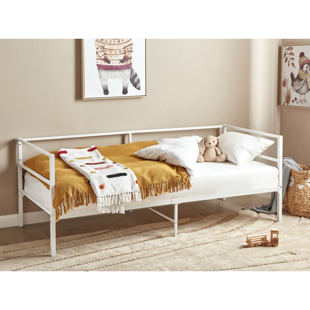 Łóżko metalowe 90 x 200 cm białe BATTUT