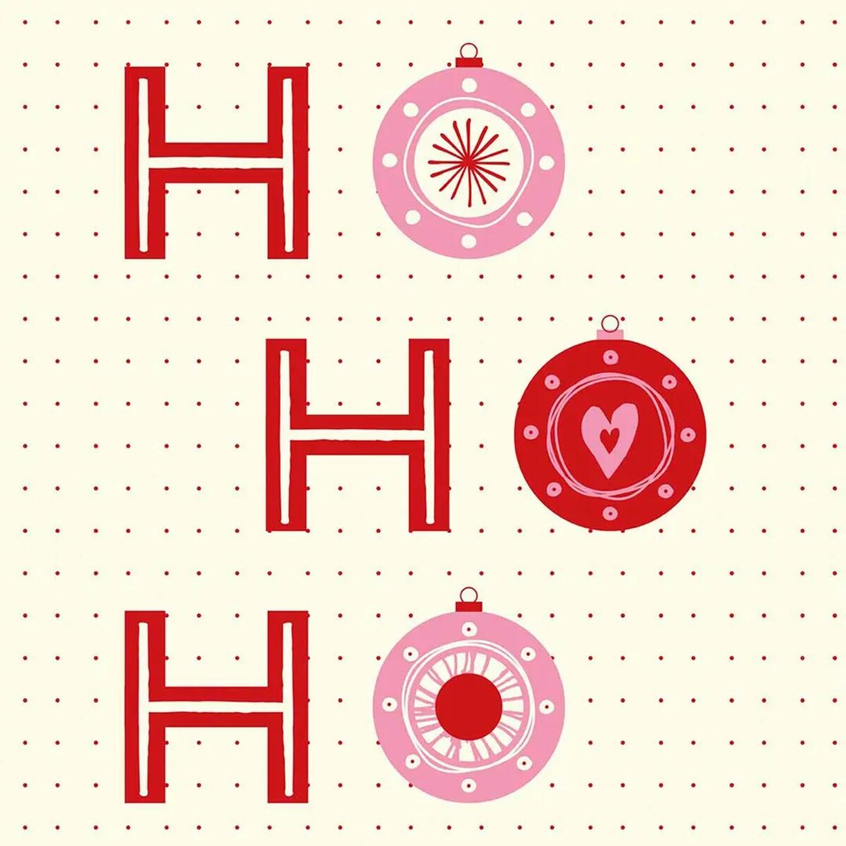 Serwetki świąteczne - HO HO HO - bombki - beżowe tło (2szt.)