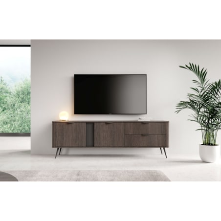 Szafka RTV 195 2D2S ERIS ryflowana na wysokich nóżkach