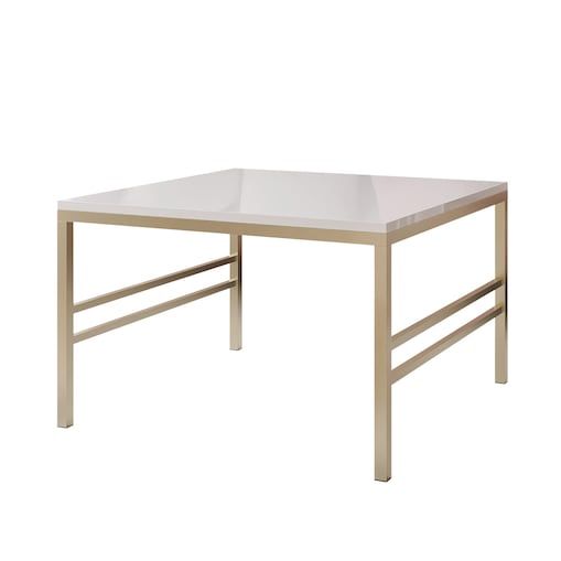Stolik kawowy BIAŁY POŁYSK blat, ZŁOTY stelaż 70cm FORMA