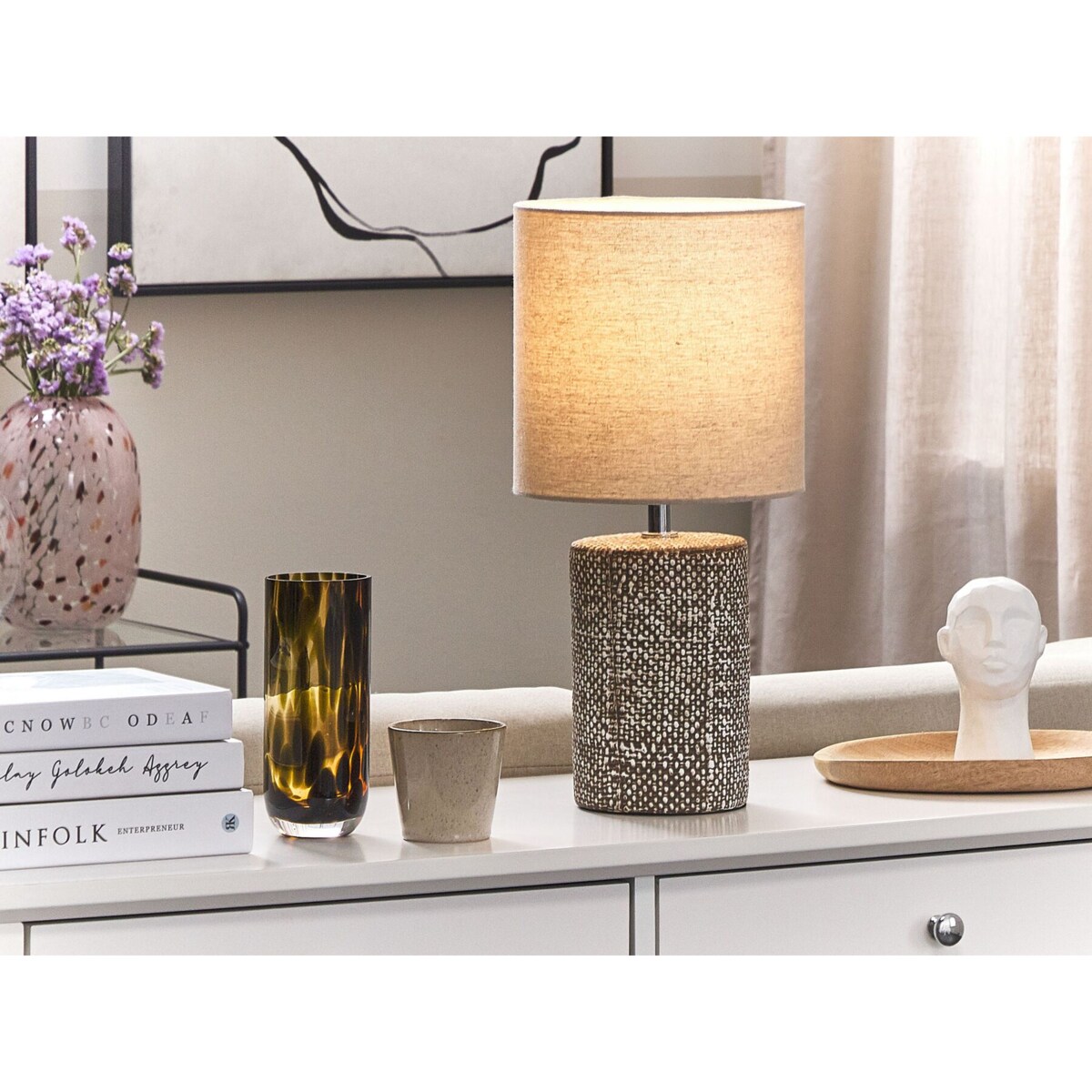 Lampa stołowa ceramiczna brązowa IDER