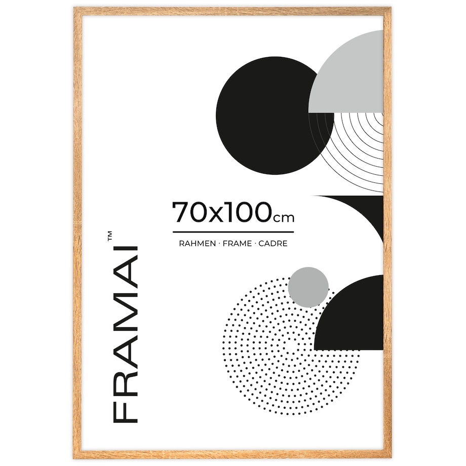 Ramka na zdjęcia 70x100 cm dębowa rama MDF z plexi do powieszenia pion poziom klasyczna prostokątna ramka FRAMAI®