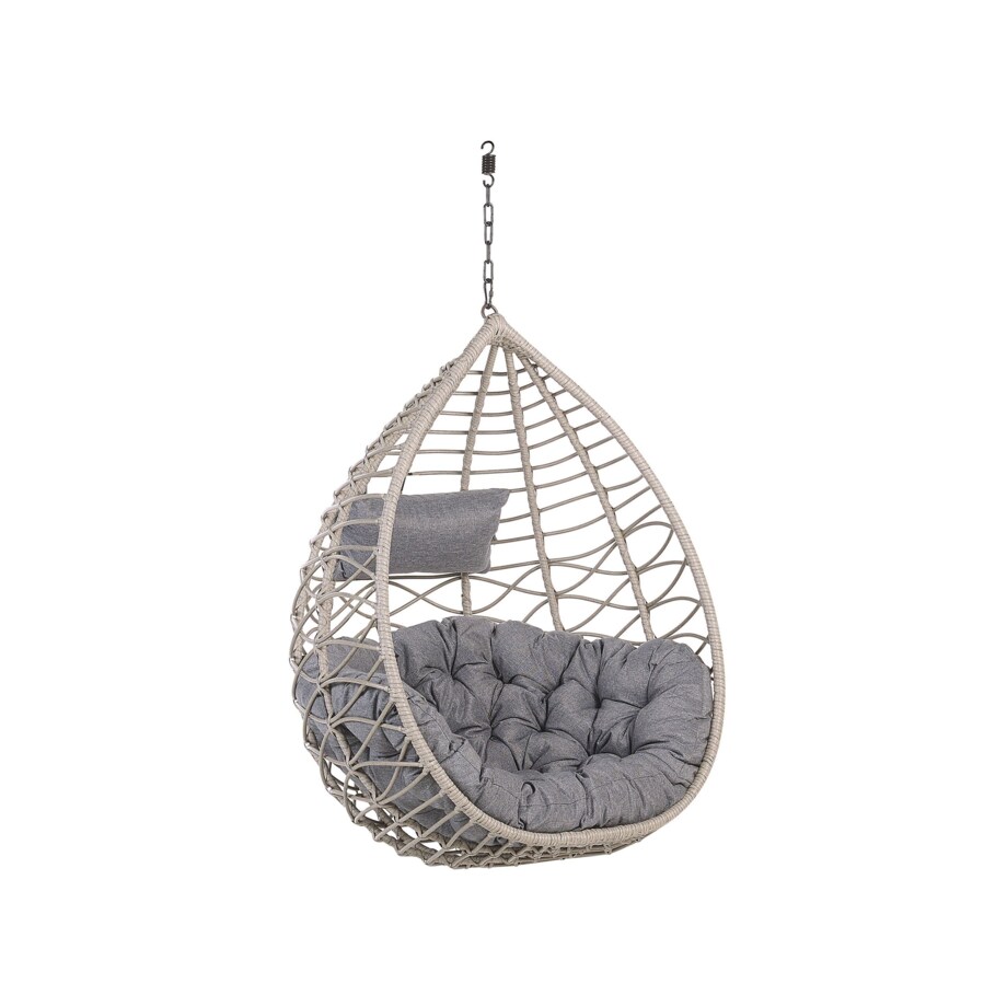 Fotel wiszący ze stojakiem z technorattanu szary ARSITA