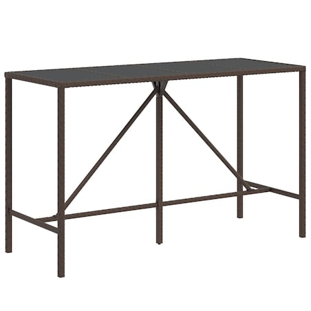 vidaXL Stolik barowy ze szklanym blatem, brązowy, 180x70x110 cm