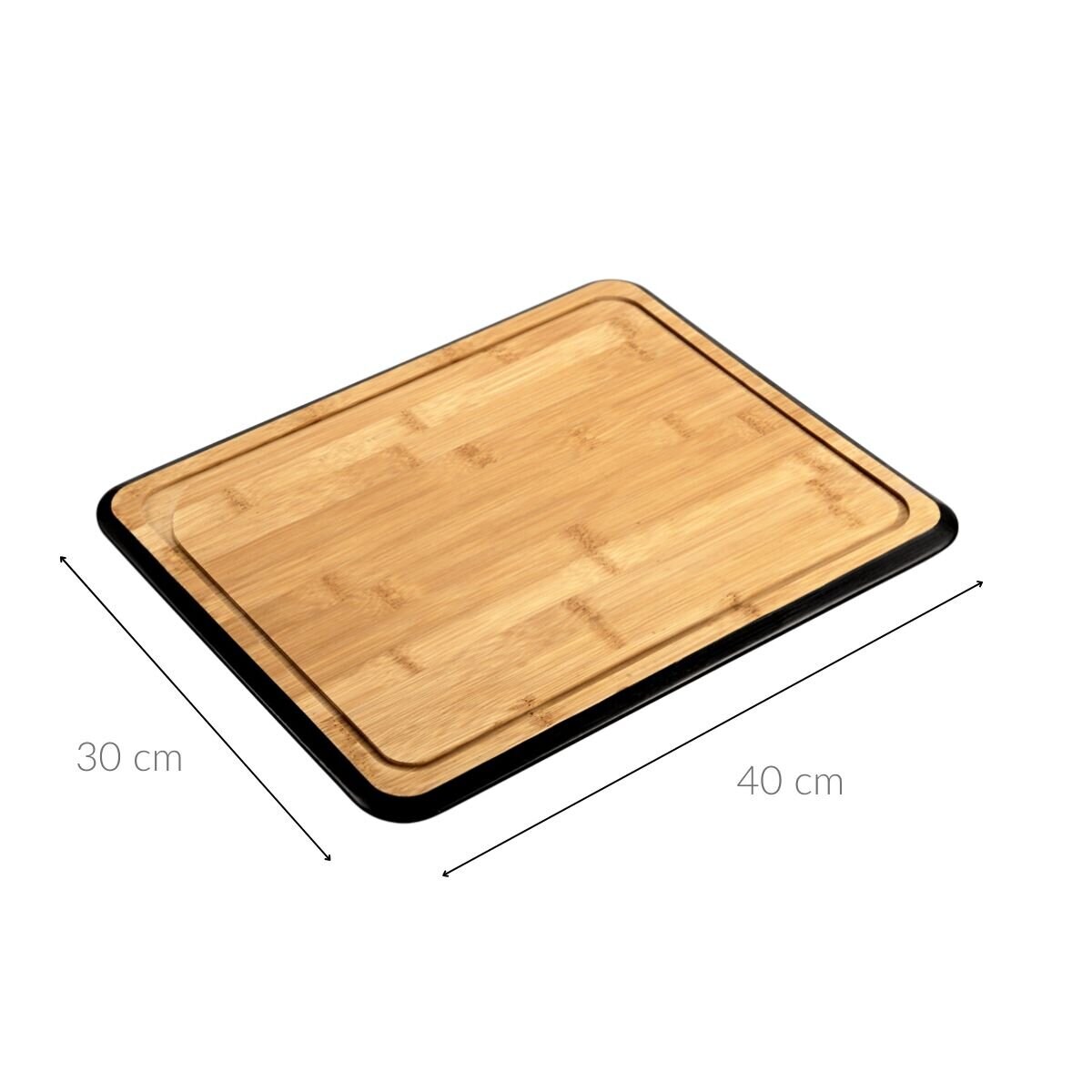 Bambusowa deska do krojenia z czarną obwódką i rowkiem